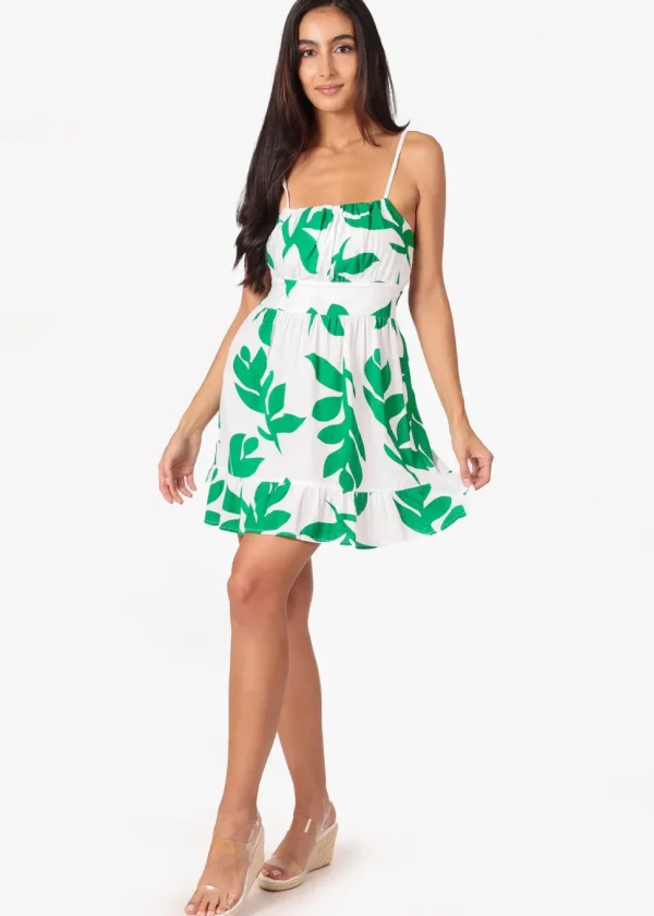 Annie' Print Green Cotton Mini Dress