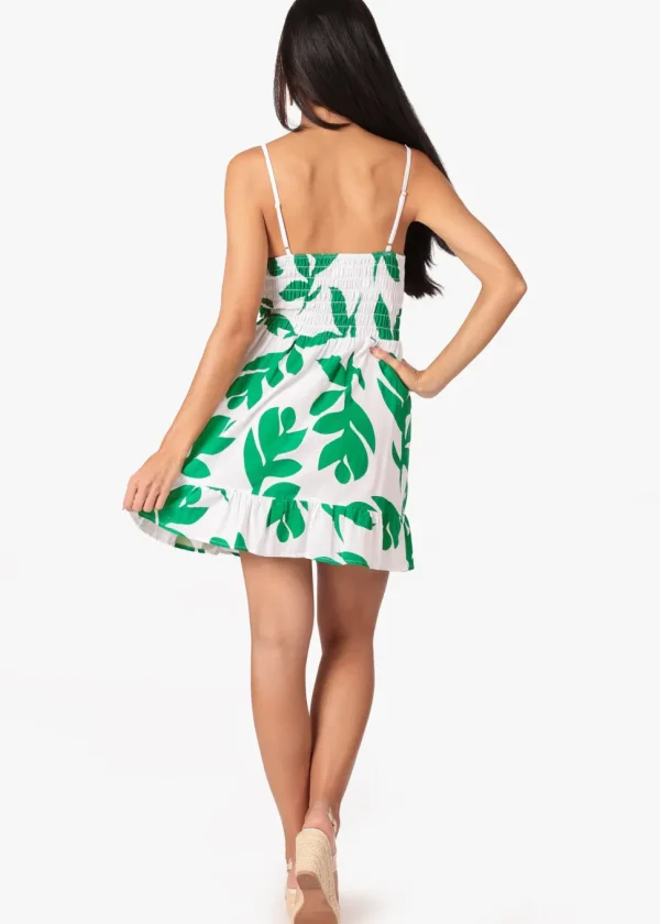 Annie' Print Green Cotton Mini Dress