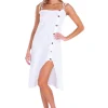 Antonella' Side Button-Up Split Dress White