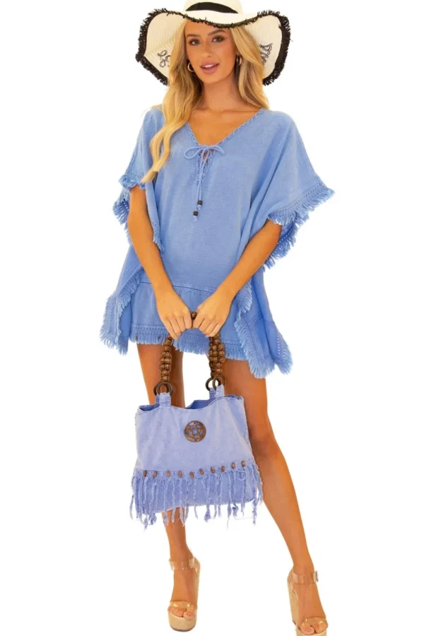 Aria' Boho Tunic Cover-Up Blue
