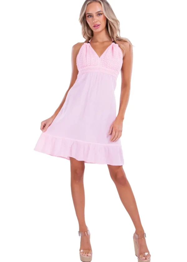 Athena' Crochet Bust Mini Dress