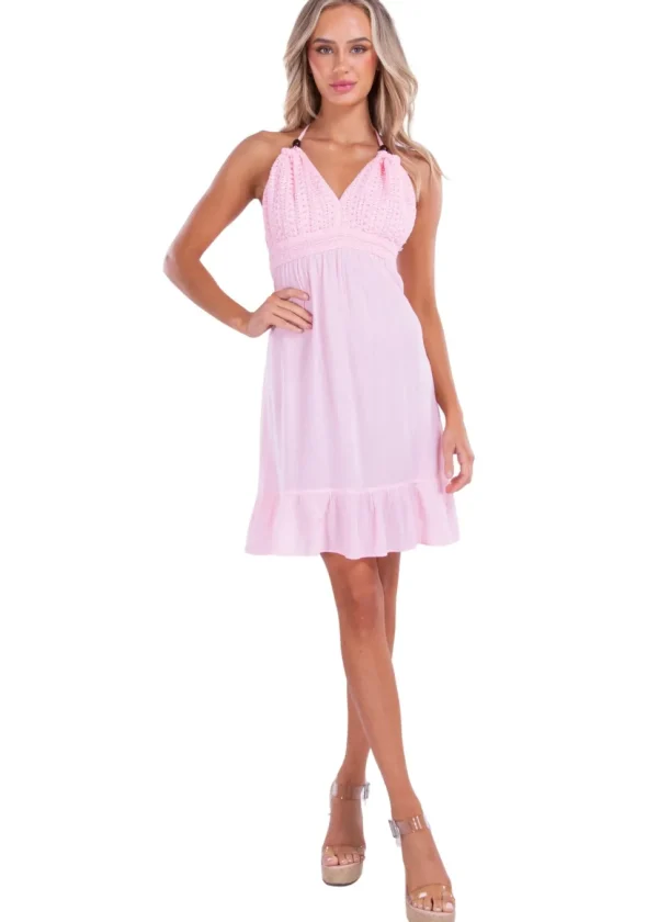 Athena' Crochet Bust Mini Dress