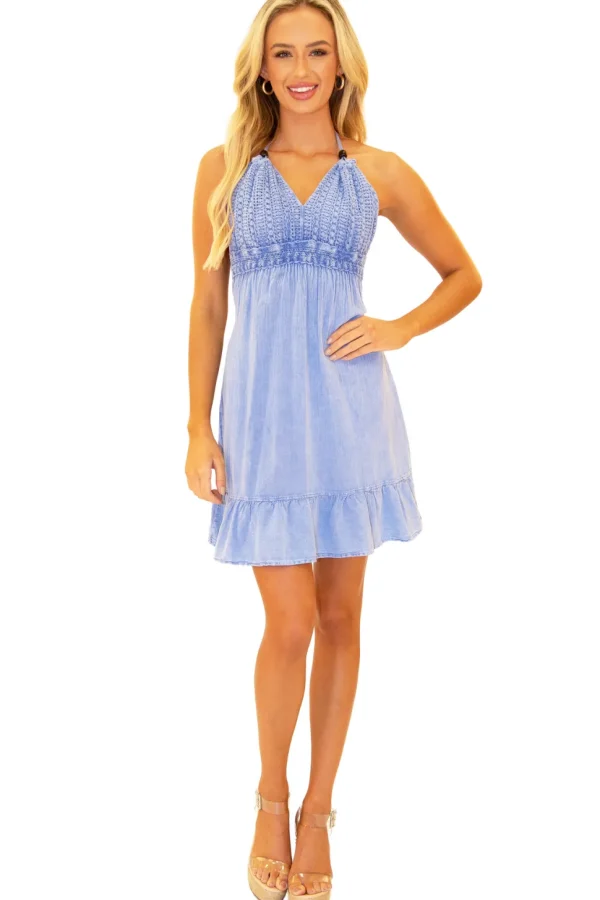 Athena' Crochet Bust Mini Dress