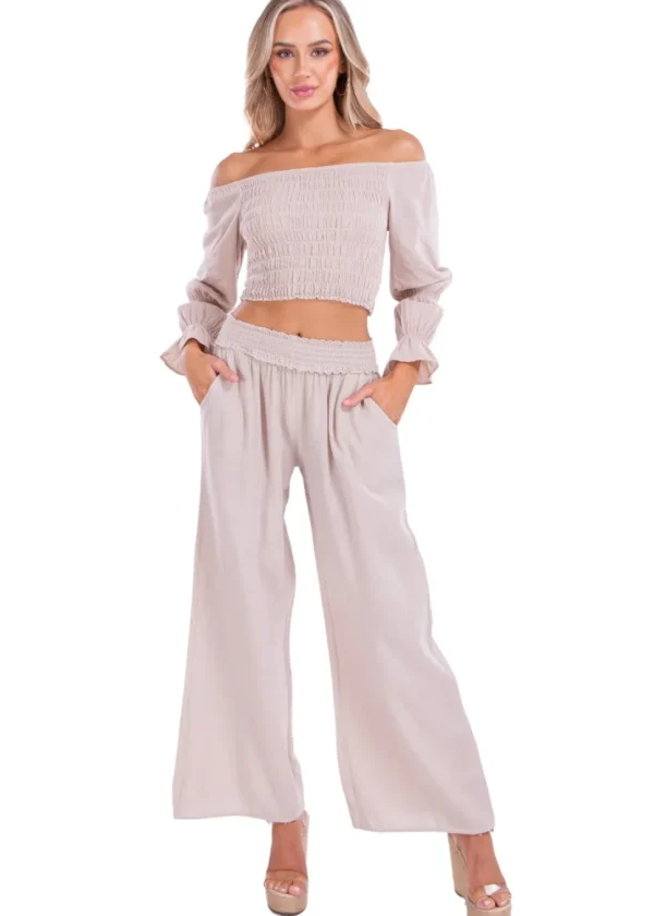Belle' Shirred Long Sleeve Top