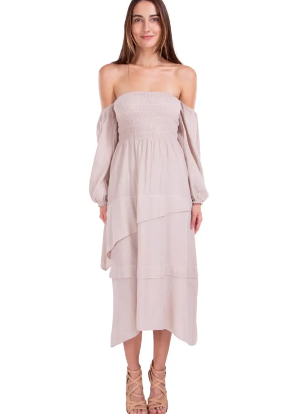 Calliope' Off Shoulder Midi Dress