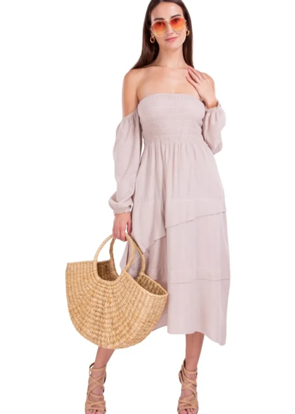 Calliope' Off Shoulder Midi Dress