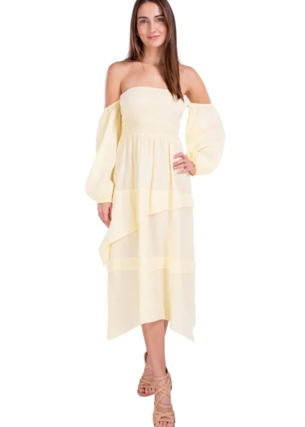 Calliope' Off Shoulder Midi Dress