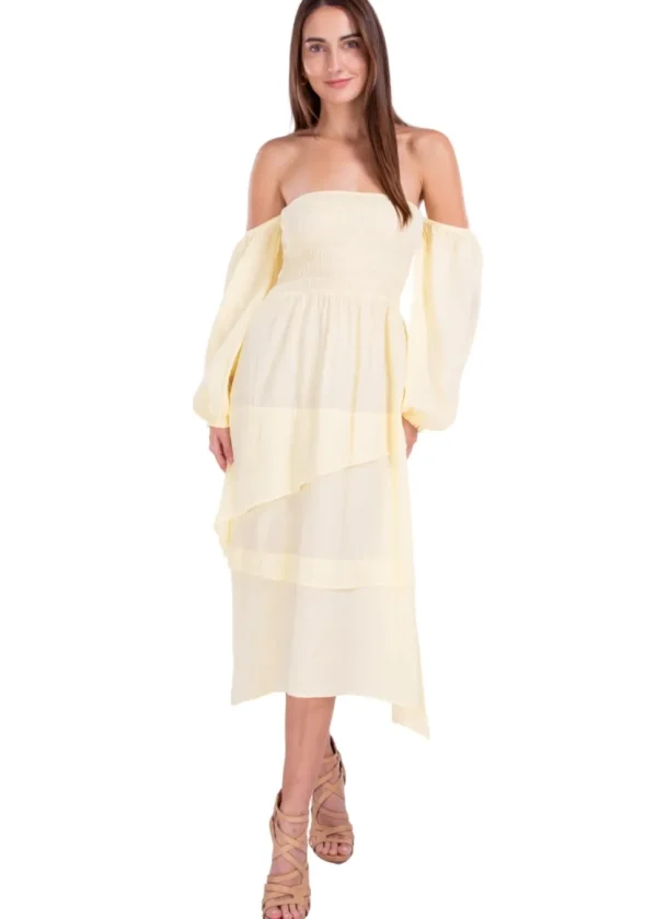 Calliope' Off Shoulder Midi Dress