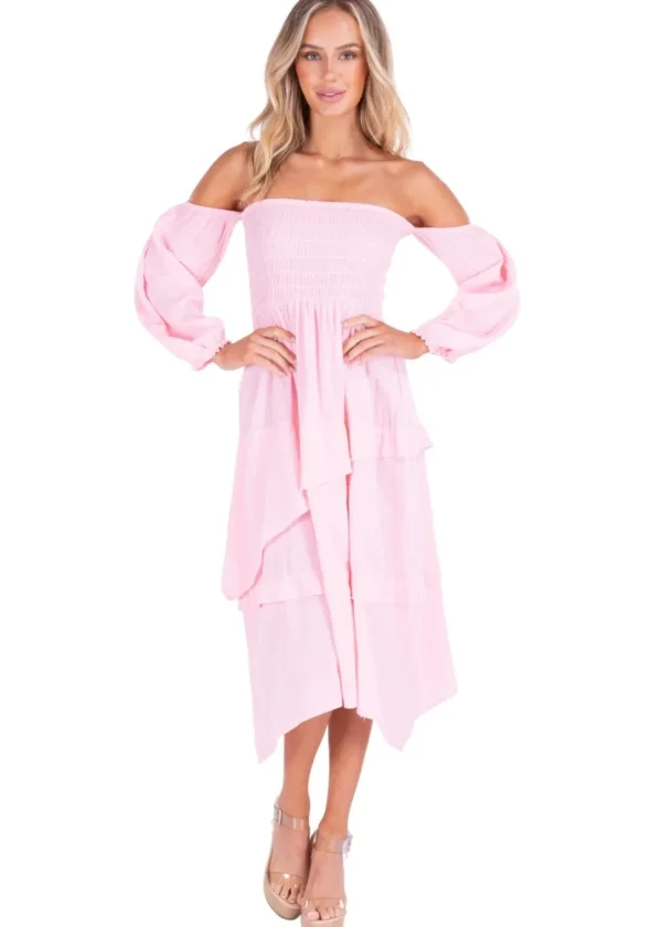 Calliope' Off Shoulder Midi Dress
