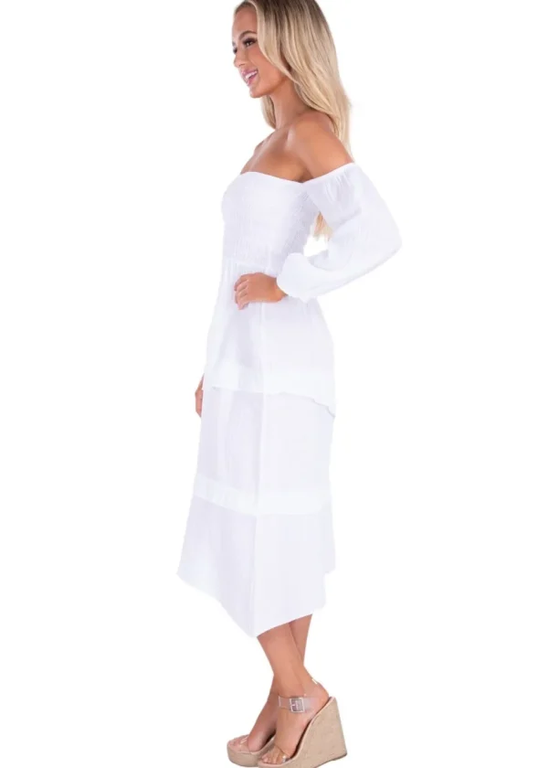 Calliope' Off Shoulder Midi Dress