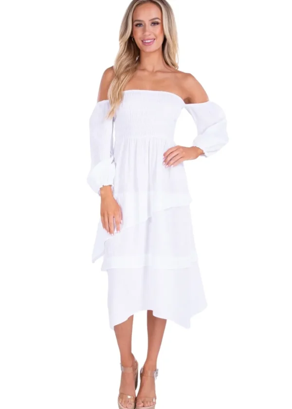Calliope' Off Shoulder Midi Dress