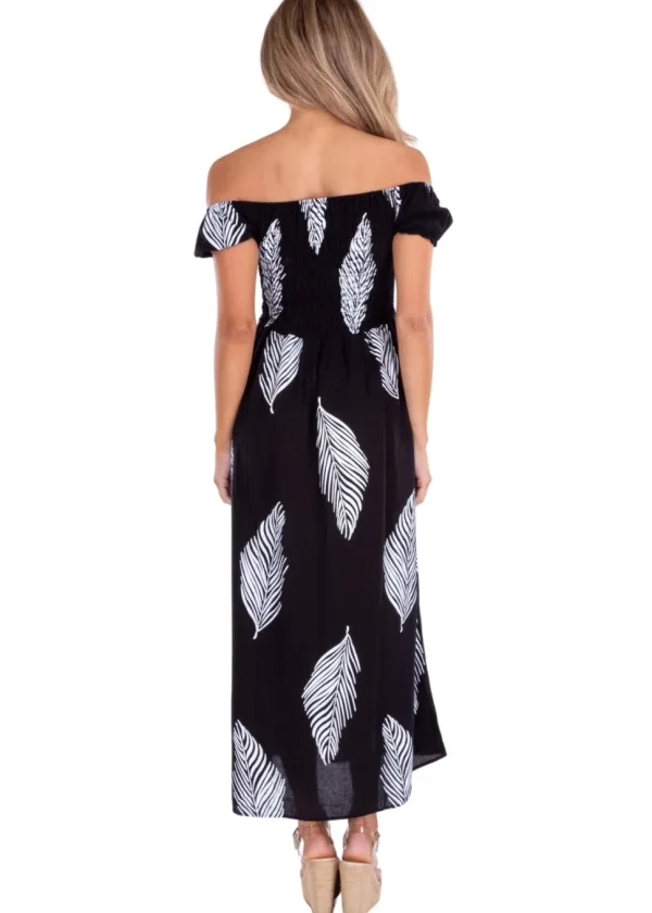 Catalina' Off Shoulder Palm Print Maxi Dress