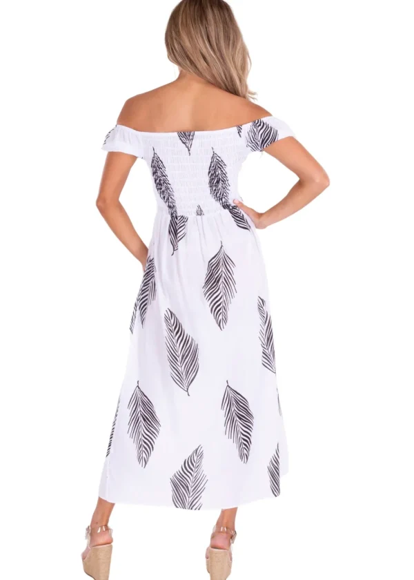 Catalina' Off Shoulder Palm Print Maxi Dress