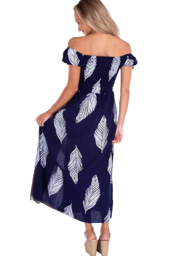 Catalina' Off Shoulder Palm Print Maxi Dress