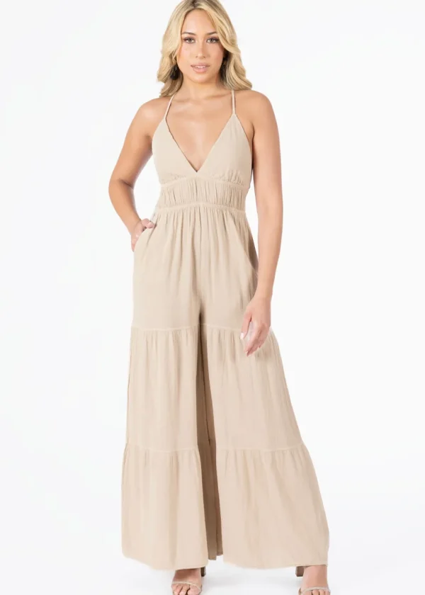 Clare' Backless Halter Jumpsuit