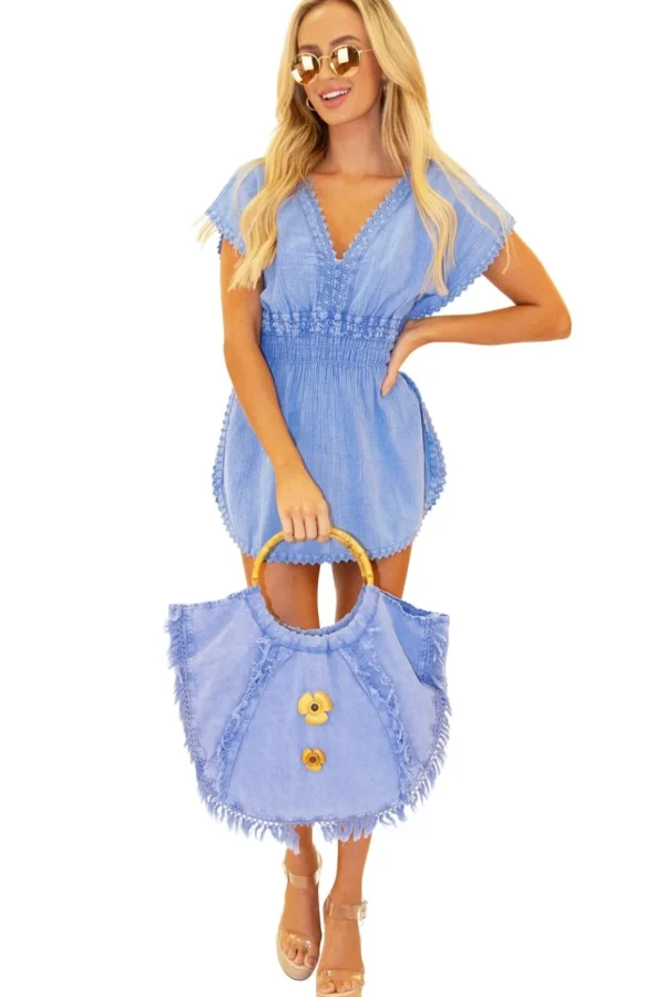 Coral' Cover-Up Dress Blue