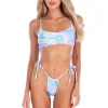 Daydreaming' Pastel Swirl Print Scoop Bikini Light Blue