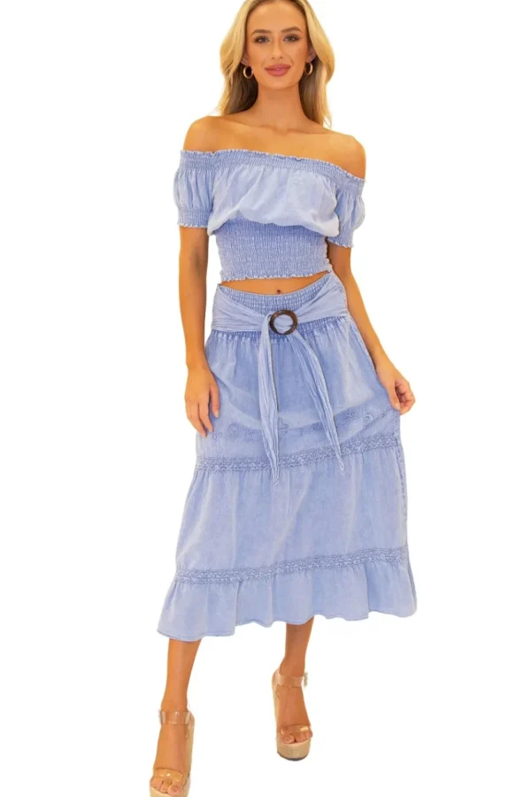 Delilah' Shirred Off Shoulder Top