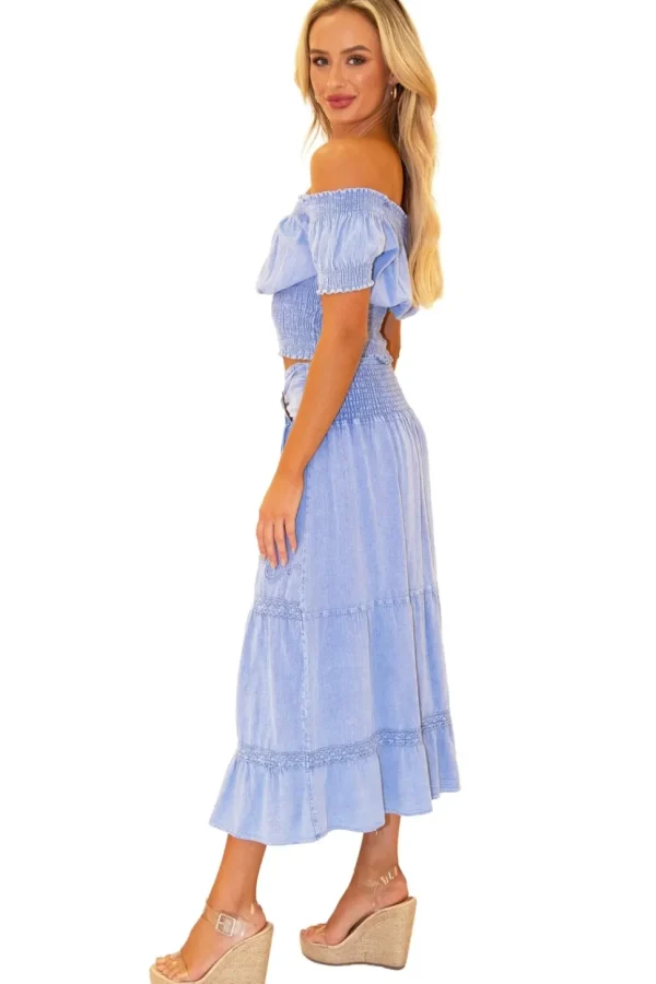 Delilah' Shirred Off Shoulder Top