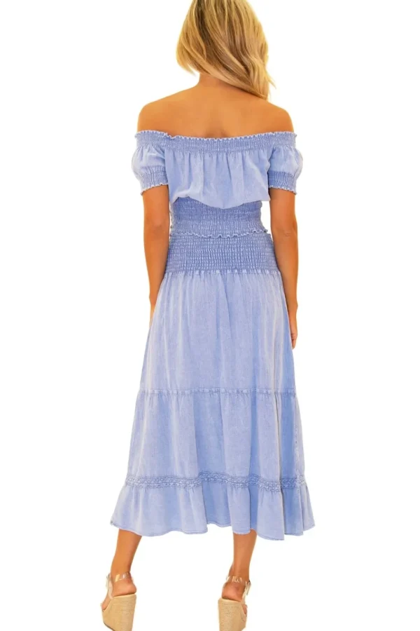Delilah' Shirred Off Shoulder Top