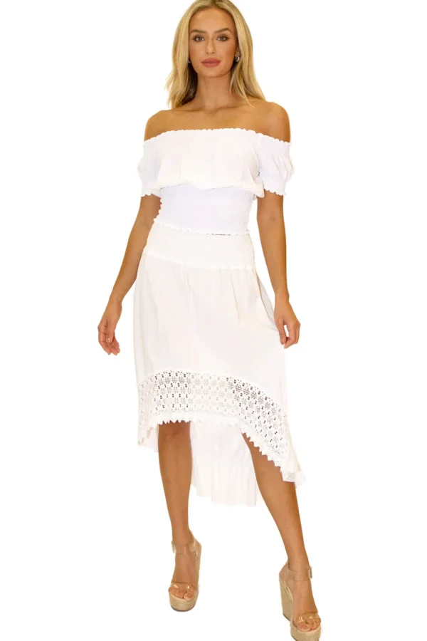 Delilah' Shirred Off Shoulder Top