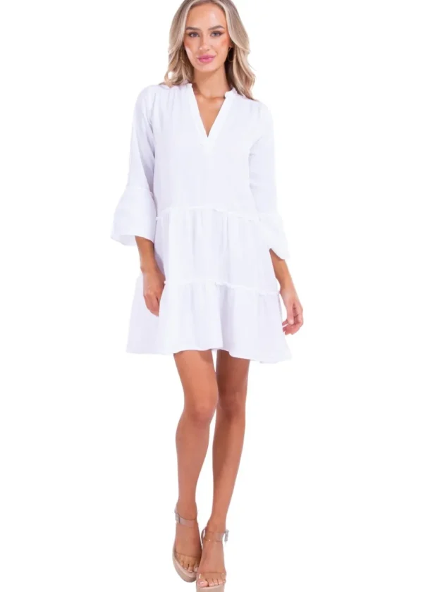 Everly' Tiered Tunic Dress White