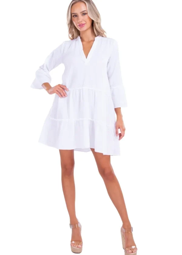 Everly' Tiered Tunic Dress White