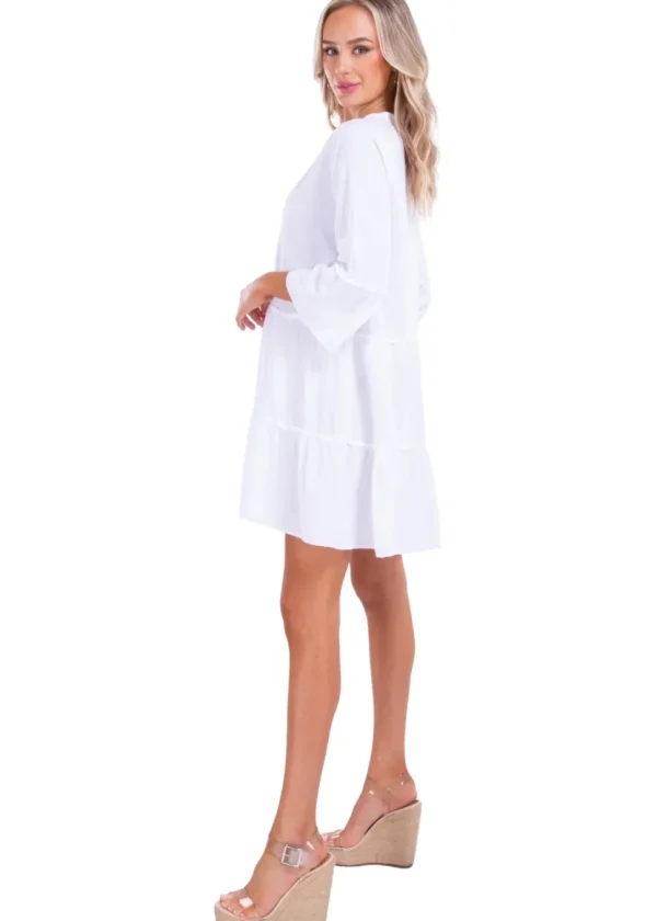 Everly' Tiered Tunic Dress White