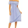 Evie' Off Shoulder Midi Dress