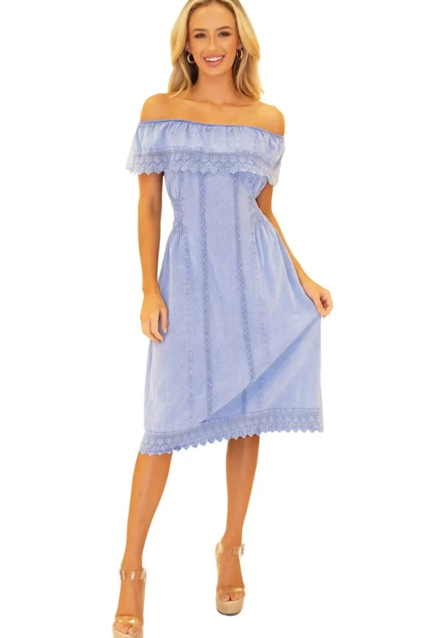 Evie' Off Shoulder Midi Dress