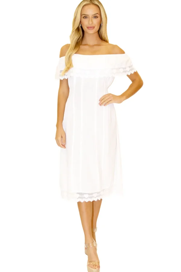 Evie' Off Shoulder Midi Dress