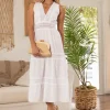 Gabrielle' Cotton Maxi Dress with crochet details