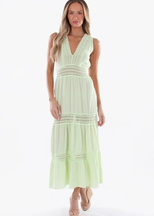 Gabrielle' Cotton Maxi Dress with crochet details