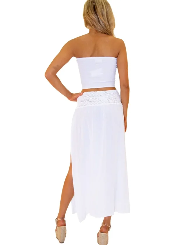 Galia' High Split Skirt White