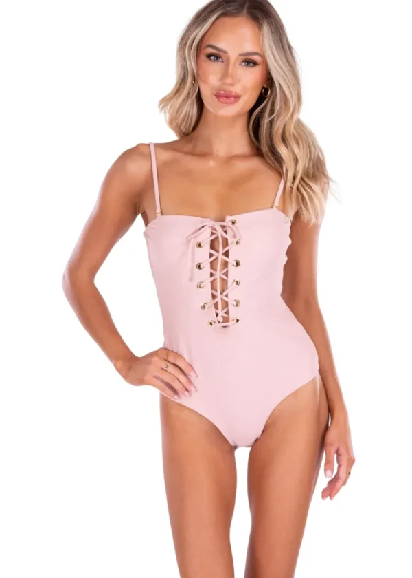 Goddess Of The Sea' Lace Up One-Piece Blush