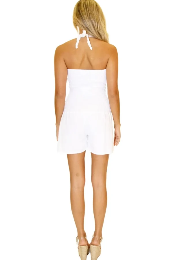 Iris' Shirred Detail Romper White