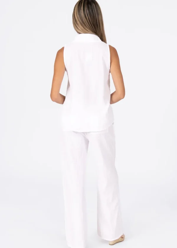 Jackie' Sleeveless Blouse White