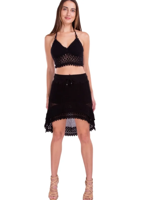 Jasmine' Crochet High Low Skirt