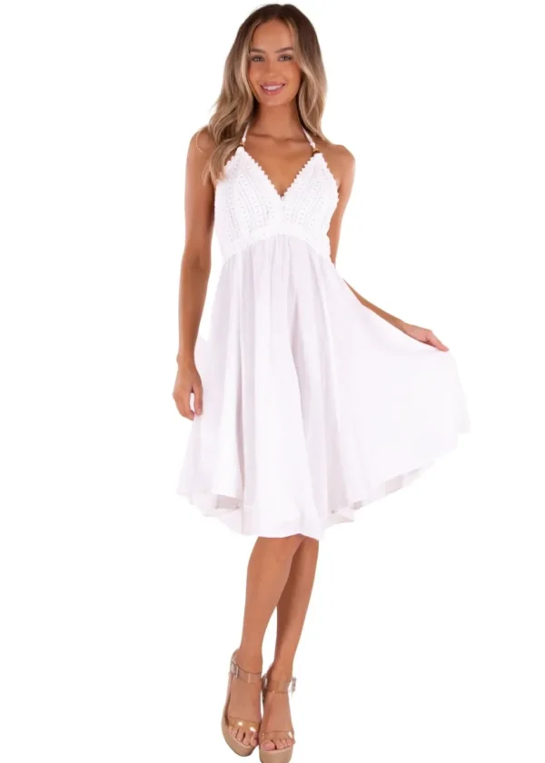 Jess' White Midi Cotton Dress