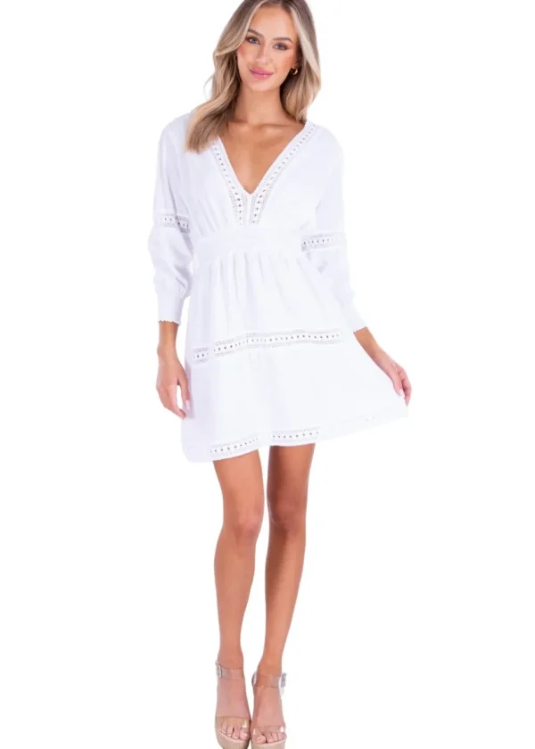 Joanna' Crochet Mini Dress White