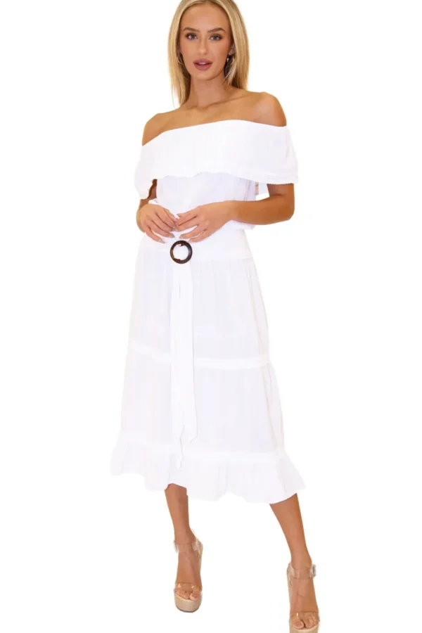 Juliette' Belted Midi Skirt
