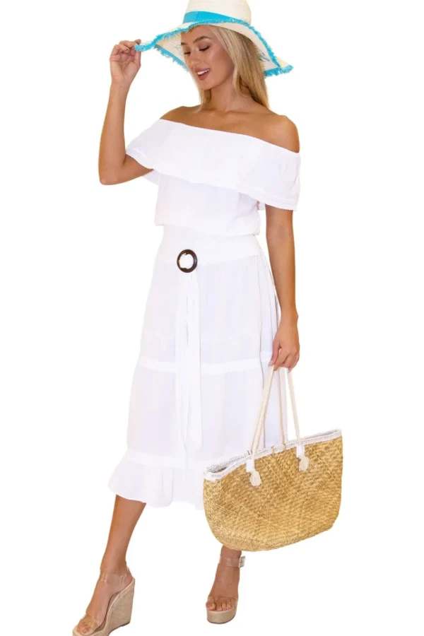 Juliette' Belted Midi Skirt