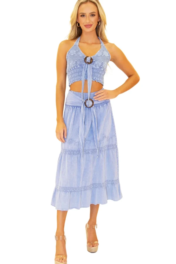 Juliette' Belted Midi Skirt