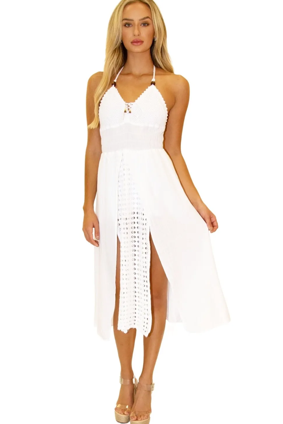 kari_crochet_panel_split__0.webp Kari' Crochet Panel Split Dress White