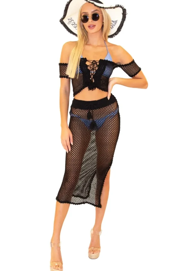 Kylie' Cotton Mesh Crop Top