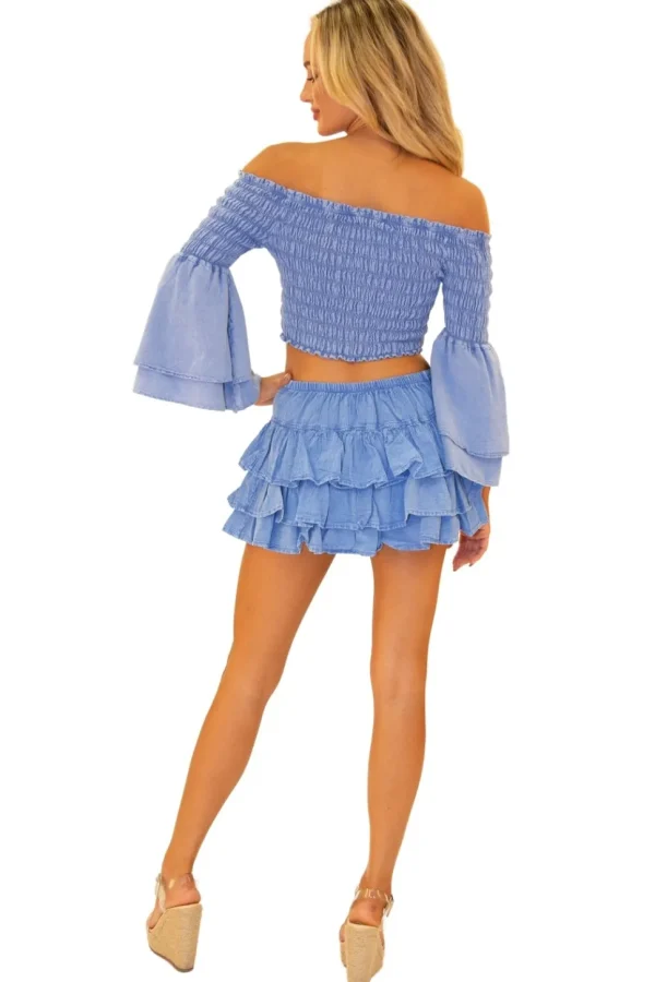 Lana' Shirred Bell Sleeve Top