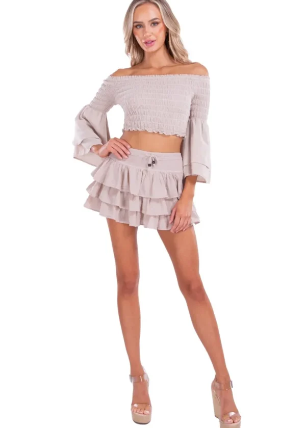 Lana' Shirred Bell Sleeve Top