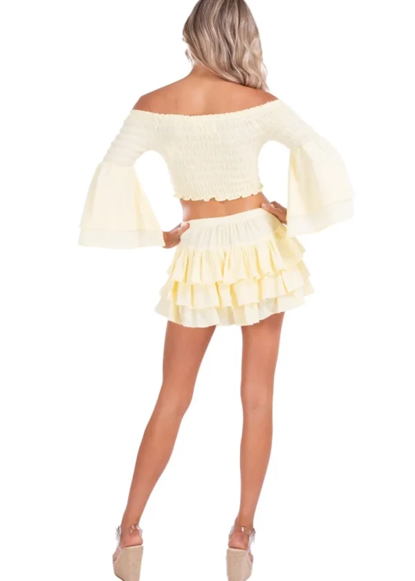 Lana' Shirred Bell Sleeve Top