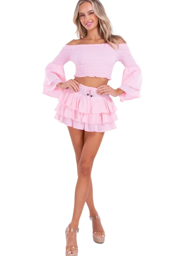 Lana' Shirred Bell Sleeve Top