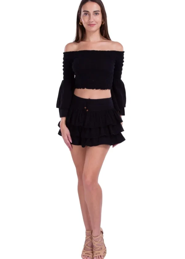 Lana' Shirred Bell Sleeve Top